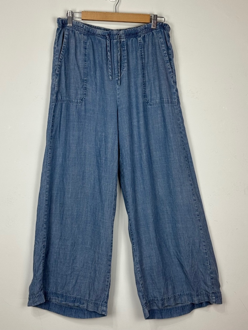 Splendid Womens Chambray Lightweight Wide Leg Pants L Comfort Fall